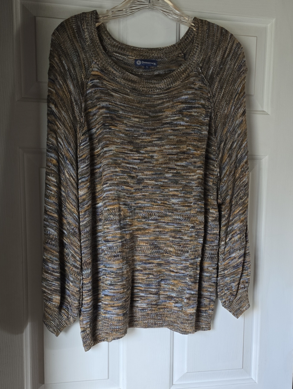 Democracy Marled Crewneck Sweater - Brown, Gray, Cream